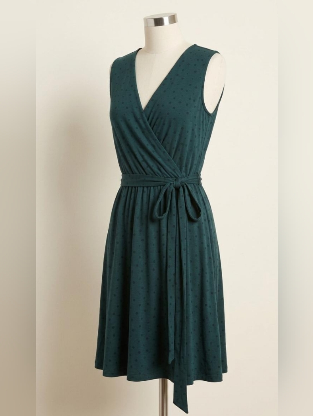 Uniqlo Teal Wrap Sleeveless Belted Midi Casual Summer Cotton Dress S